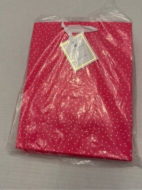 8 X Sugar Paper  Small Gift Bag Hot Pink + White Polka Dots 9.7" x 7.7"